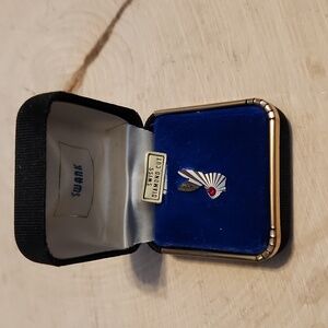 Vintage Silver Tone Swank Playboy Bunny Tie Tack With Chain